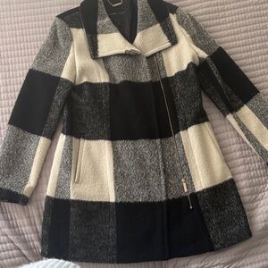 Ivanka Trump Black and White Plaid Pea Coat
